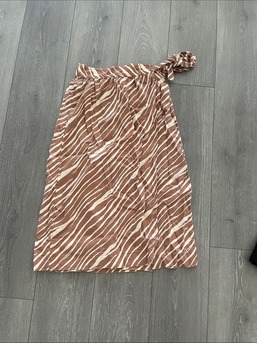 a new day Brown & Cream Zebra-Print Tie Waist Midi Skirt